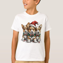 God jul Pembroke Welsh Corgi Puppies T Shirt