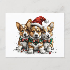 God jul Pembroke Welsh Corgi Puppies Vykort