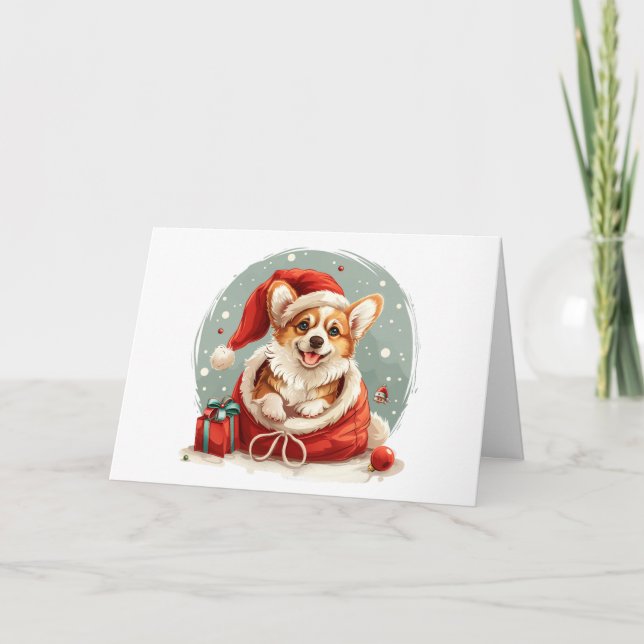 God jul Pembroke Welsh Corgi Puppy Helgkort (Framsida)