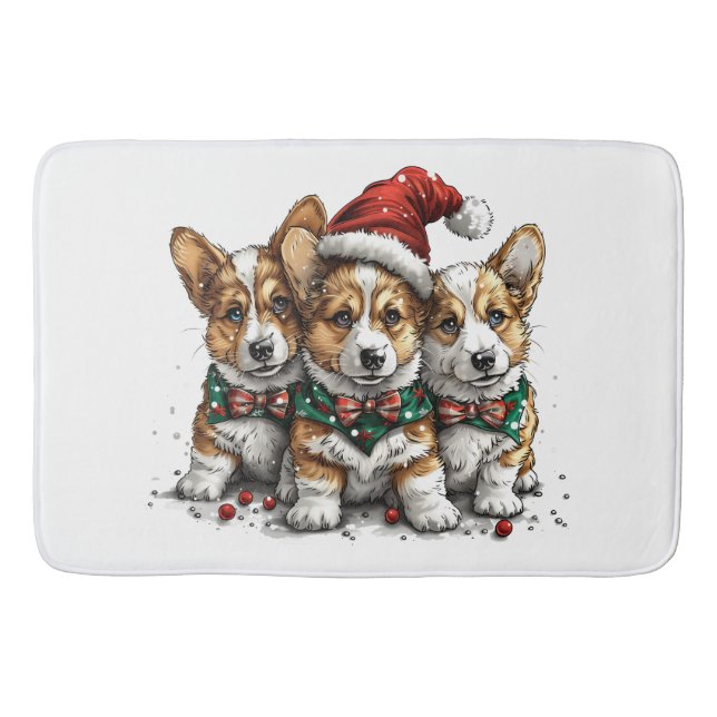 God Jul Pembroke Welsh Corgi Valpar Badrumsmatta (Framsidan)