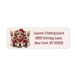 God Jul Pembroke Welsh Corgi Valpar Returadress Etikett