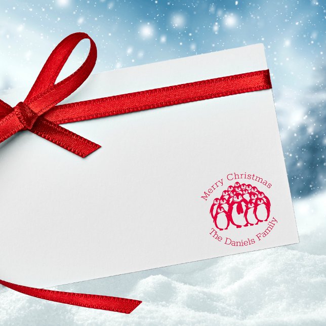 God jul Penguin-familjens självinkande Frimärke Självfärgande Stämpel (Skapare uppladdad)