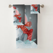 God jul Penguin för barn Bath Towel Set