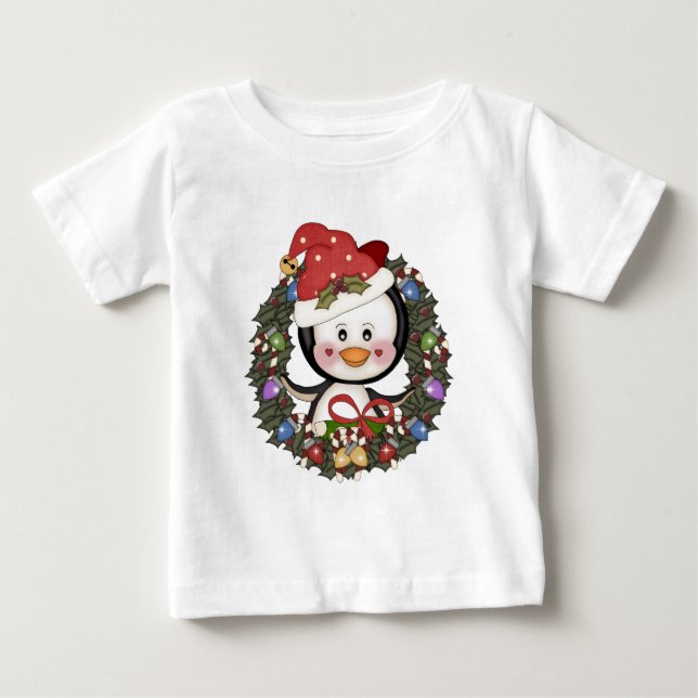 God Jul Penguin Helgdag Tee Shirt (Framsida)