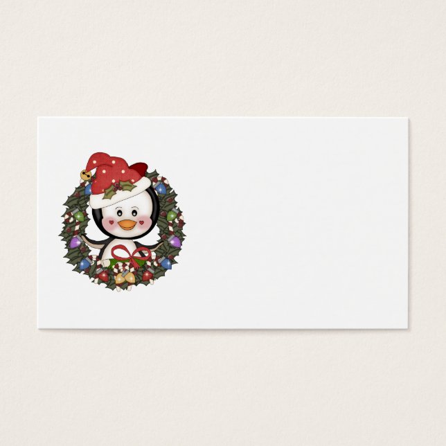 God Jul Penguin Helgdag Visitkort (Framsidan)