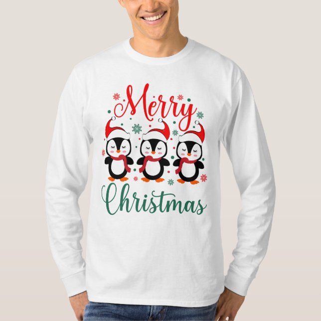 God jul Penguin, jul T Shirt (Framsida)