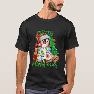 God jul Penguin Julafton Träd Ljus Julafton Holi T Shirt