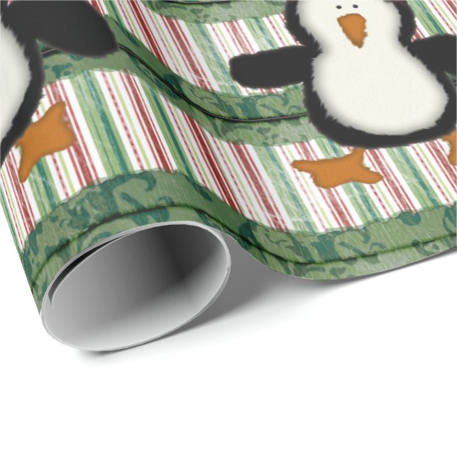 God jul Penguin Rand Wrapping Papper Presentpapper (Rullad Hörn)