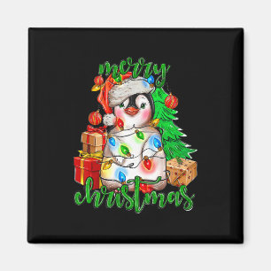 God jul Penguin Träd Ljus Santa Hat Funn Magnet