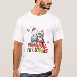 God jul Penguins Hugger - Cute Helgdag T Shirt