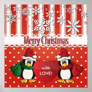 God jul Penguins med Kärlek Poster