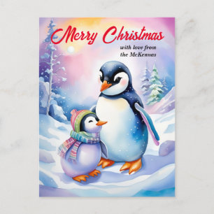 God jul - Penguins, nya årstidsmedelvärden för mat Helg Vykort