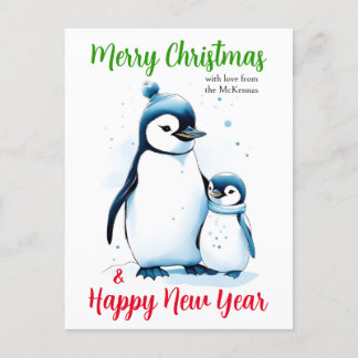 God jul - Penguins, nya årstidsmedelvärden för mat Helg Vykort