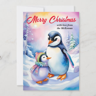 God jul - Penguins, nya årstidsmedelvärden för mat Julkort