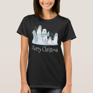 God jul Penguins Polar Bear Pop Art Chris T Shirt