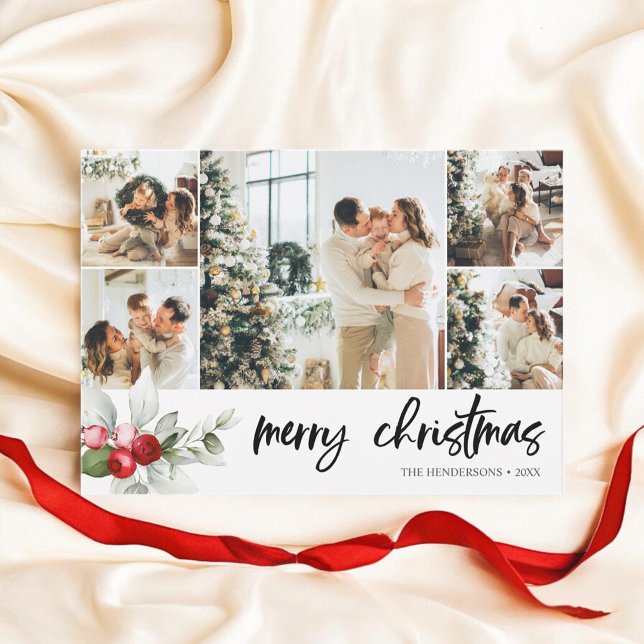 God jul Penselskript Red Berry Helgdag Car Julkort (Skapare uppladdad)