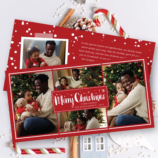 God jul Penselskript Stars 4 Fotokollage Julkort (Skapare uppladdad)