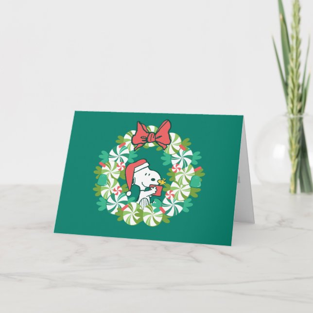 God Jul Pepparkaka Holiday Krans Helgkort (Framsida)
