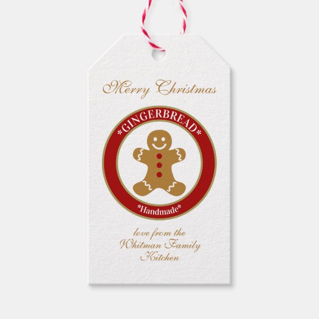 God Jul Pepparkaka Vit Presentetikett (Framsidan)