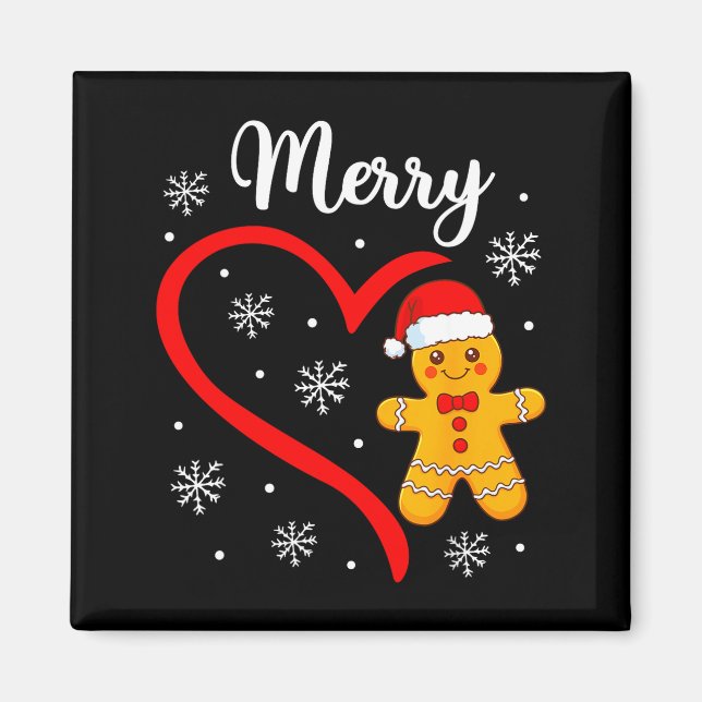 God Jul Pepparkakor Familj Par Julpyjamas Magnet (Framsidan)