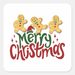 god jul Pepparkaksgubbar, Dancing Ginger Fyrkantigt Klistermärke