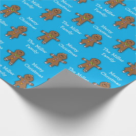 God jul Pepparkaksgubbe, blå Anpassningsbar Presentpapper