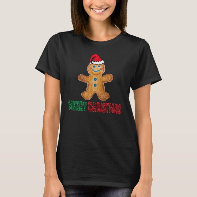 God jul, Pepparkaksgubbe Cookie T Shirt (Framsida)