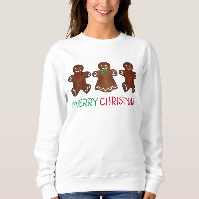 God jul Pepparkaksgubbe Cookies Sweatshirt Tee Shirt (Framsida)