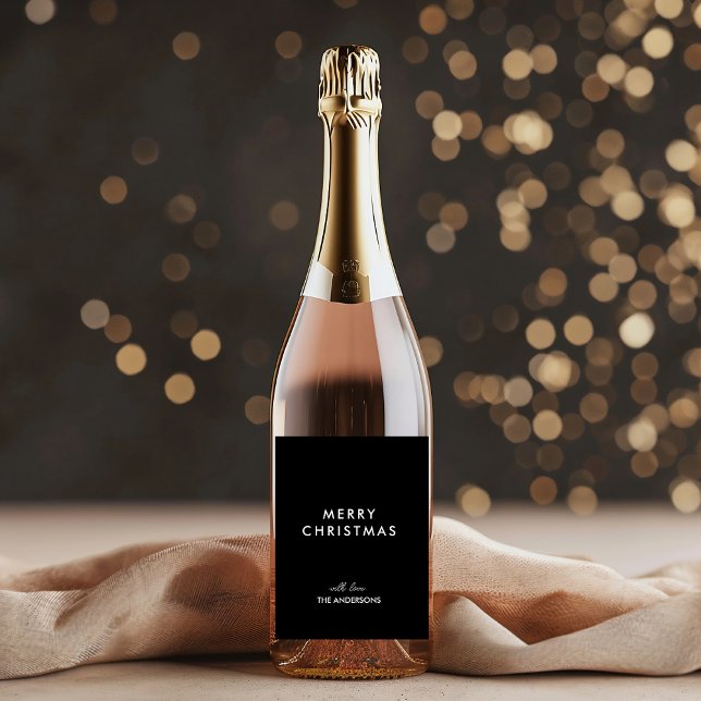 God jul Personlig Black | Anpassat namn Vinflaska Etikett (Skapare uppladdad)