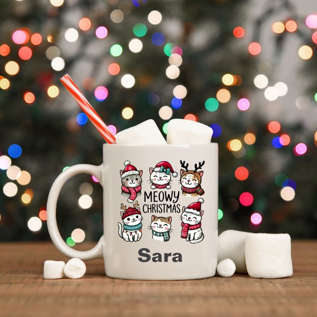 God jul, Personlig Cat Lover Mugg (Meowy Christmas Personalized Cat Lover Mug
)