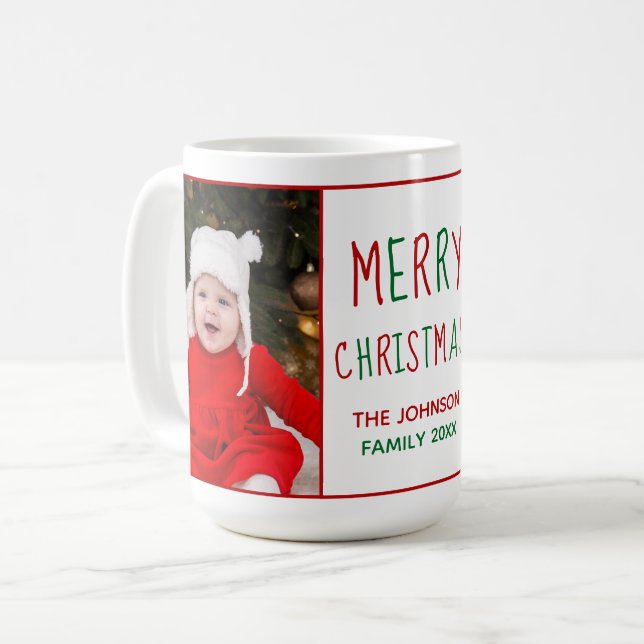 God jul Personlig Cute Photo Gift Kaffemugg (Framsida vänster)