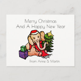 God jul Personlig Cute Tecknad Elephant Helg Vykort