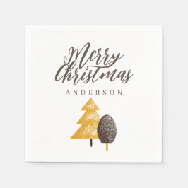 God jul Personlig Guld Träd Pappersservett