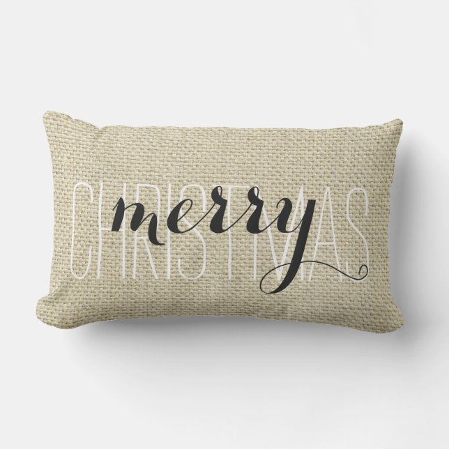 "God jul" Personlig Linen Lumbarkudde (Framsida)