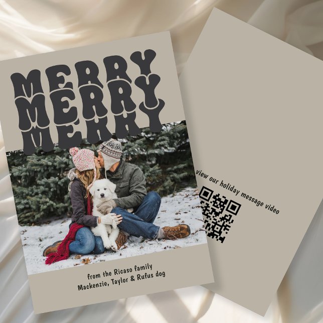 God Jul Personlig Med Din Foto Text Julkort (Merry Christmas Personalized With Your Photo Text Holiday Card by Ricaso. Interactive QR code link)