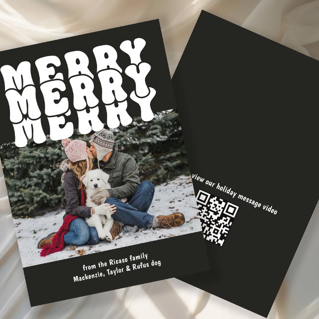 God Jul Personlig Med Din Foto Text Julkort (Merry Christmas Personalized With Your Photo Text Holiday Card by Ricaso. Interactive QR code link)