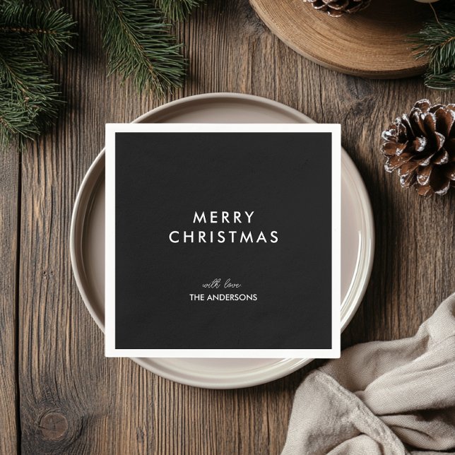 God jul Personlig Namn Black Pappersservett (Skapare uppladdad)