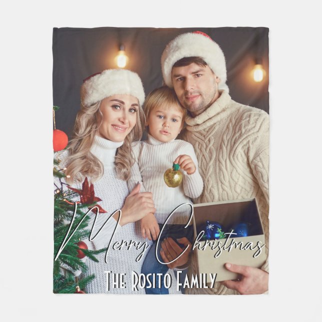 God jul Personlig Namn och foto Fleecefilt (Framsidan)