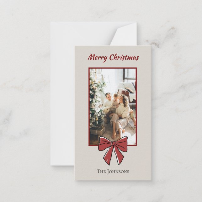 God jul Personlig Note Card | Red Bow Anteckningskort (Framsida)