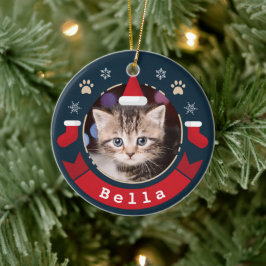 God jul, Personlig Pet Cat Photo Helgdag Julgransprydnad Keramik