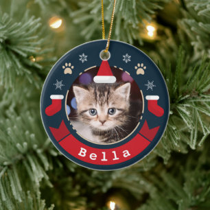 God jul, Personlig Pet Cat Photo Helgdag Julgransprydnad Keramik