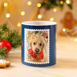 God jul Personlig Pet Photo Navy Blue Kaffemugg
