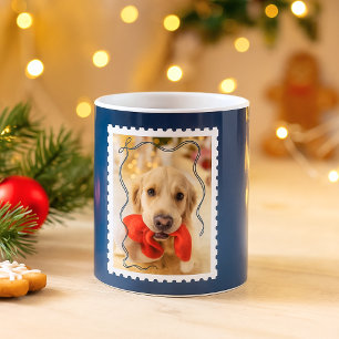God jul Personlig Pet Photo Navy Blue Kaffemugg