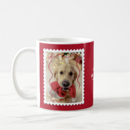 God jul Personlig Pet Photo Red White Kaffemugg