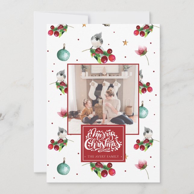 God jul Personlig Photo Winter Bird Julkort (Framsida)