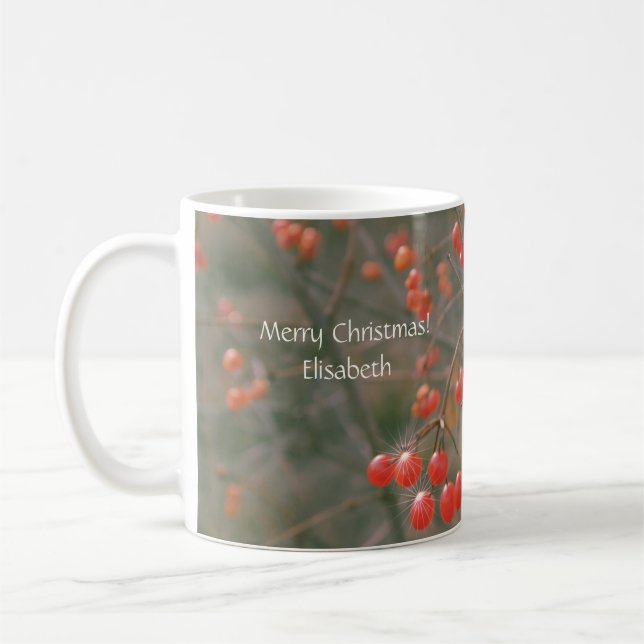 God jul Personlig Sparkling Red Berries Kaffemugg (Vänster)