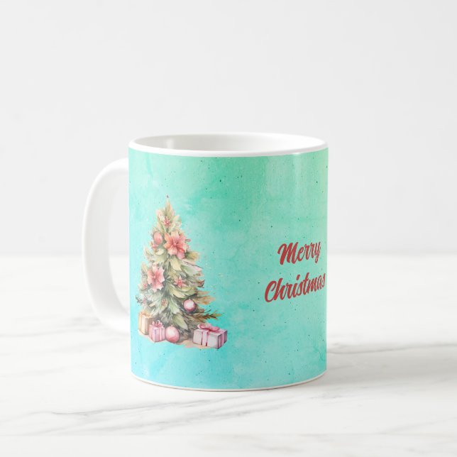 God jul Personlig Text Julgran Kaffemugg (Framsida vänster)