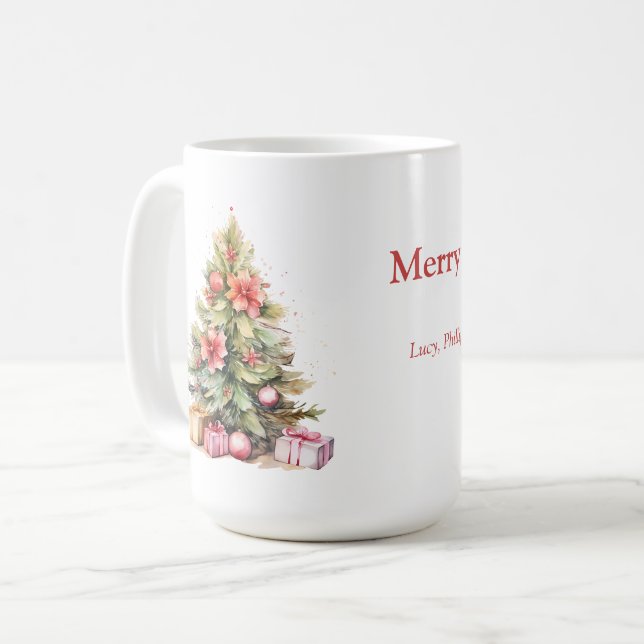 God jul Personlig Text Julgran Kaffemugg (Framsida vänster)