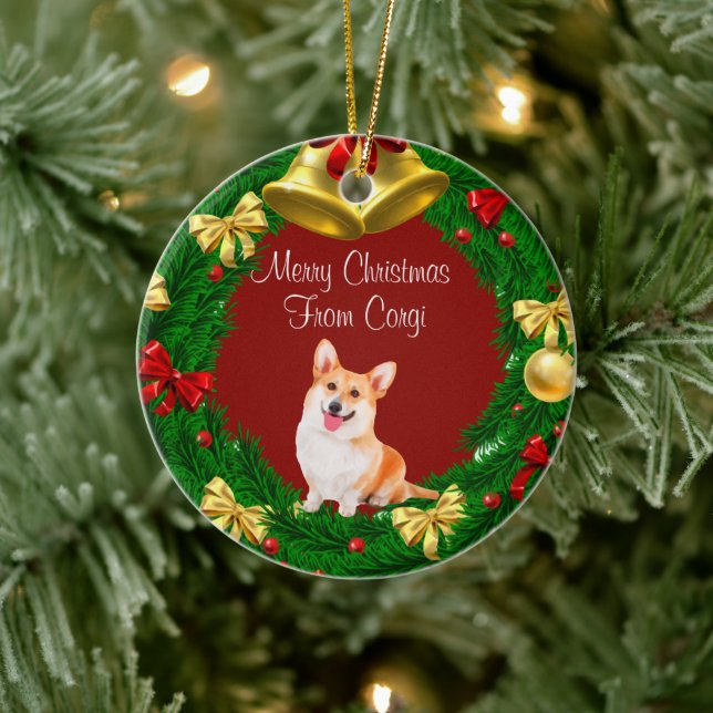 God jul Pet Hund Welsh Corgi Julgransprydnad Keramik (Träd)
