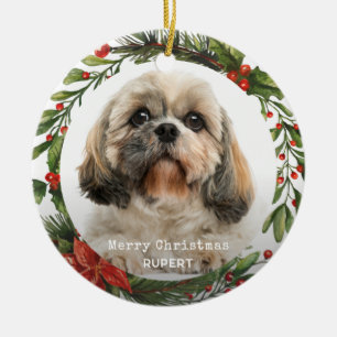 God jul Pet Photo Botanical Holly Wandeand Julgransprydnad Keramik